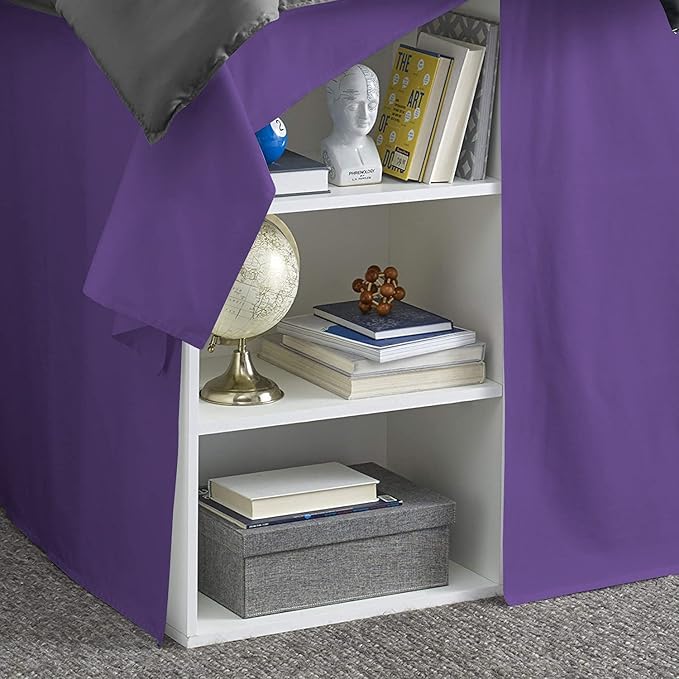 600TC -Dorm Bed Skirt - Split Corner Tailored Dorm Sized Bed Skirt - Dorm Room Essentials - Dorm Bed Skirt 100% Egyptian Cotton - Dorm Décor Bed Skirt Twin XL - 48" Drop (Purple, Solid)