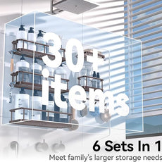 YASONIC Shower Caddy, 6 Pack Large Capacity shower Organizer with Soap Holder and 12 Hooks, Rustproof Shelves for Inside Shower, No Drilling&Sleek Bathroom Organizers and Storage Bronze