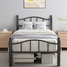 Twin XL Bed Frame, Noise-Free Design & Underbed Storage Heavy Duty Metal Bed Frames with Headboard No Box Spring Needed/Tool-Free Assembly