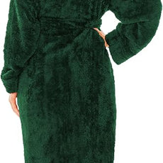 PAVILIA Women Hooded Plush Soft Robe | Fluffy Warm Fleece Sherpa Shaggy Bathrobe