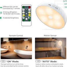 Warm Color LED Closet Lights Motion Sensor Puck Light, USB Rechargeable Battery Operated Puck Step Lights, Dimmable Under Cabinet Lighting for Counter Wardrobe Kitchen (6 Pack)