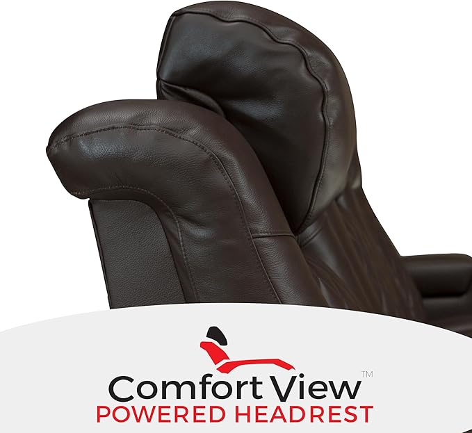 Seatcraft Anthem Italian Leather Sofa w/Fold-Down Table & Loveseat w/Storage Console, Living Room, Power Headrest, Power Recline, Brown