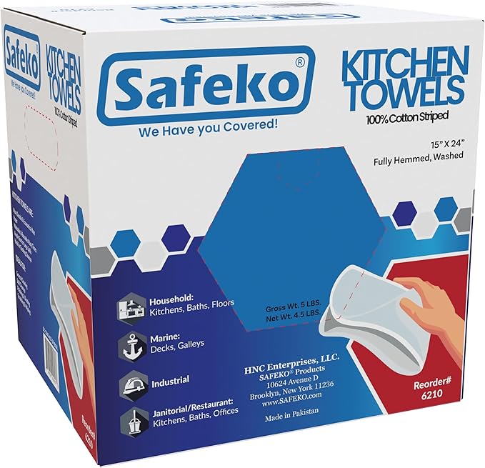 Cotton Striped Kitchen Towels - 5 LBS CASE