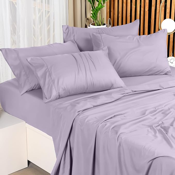 Utopia Bedding King Sheet Set – 4 Piece Bed Sheets for King Size Bed, Soft and Breathable Microfiber, Includes 1 Fitted Sheet, 1 Flat Sheet and 2 Pillowcases (Lavender)