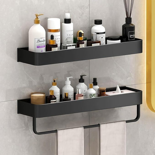2 Pieces Bathroom Shower Floating Shelves Wall Mounted Shower Caddy Basket Shelf Storage Organizer Shelves for Bathroom, Kitchen, Living Room,15.75 Inch/ 40 cm