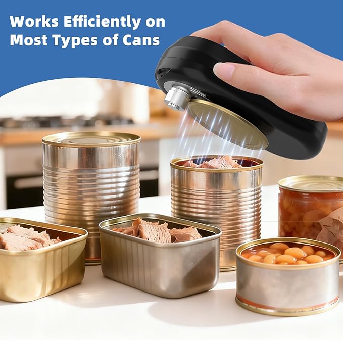 Auto Electric Can Opener, Rechargeable Can Openers for Seniors & Arthritis, One-Touch Automatic Can Opener, Hands-Free, Smooth Edge, Compact, Cordless, Food-Safe Kitchen Gadgets