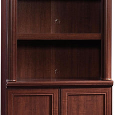 Sauder Palladia Book Shelf, Bookshelf with Storage, Library Bookcase with Doors and Adjustable Shelves, in Select Cherry finish