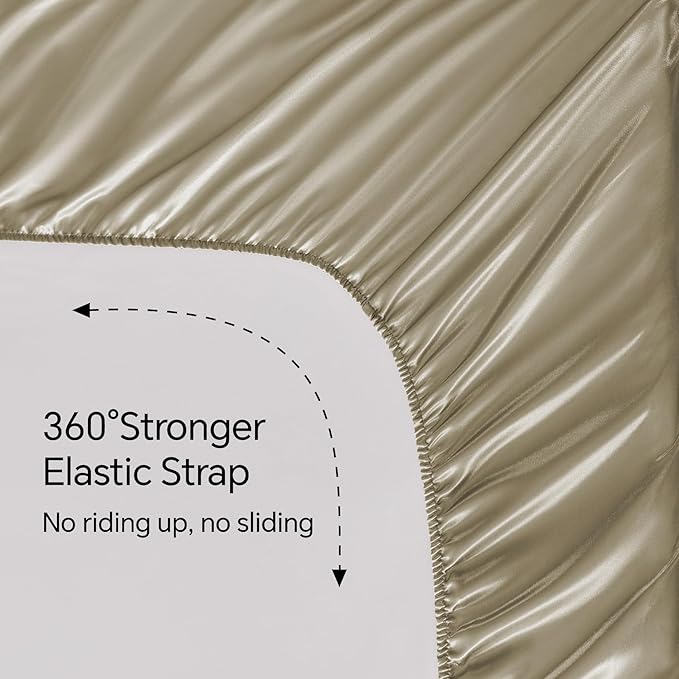 BEDELITE Satin Sheets Twin Size Bed Set, Luxury Soft Taupe Silky Sheets for Hair and Skin, Similar to Silk Bed Sheets Set 3 Pieces with 1 Deep Pocket Fitted Sheet, 1 Flat Sheet, and 1 Pillowcase