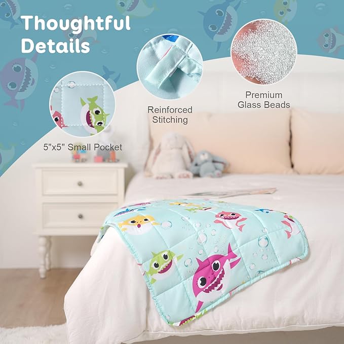 Kivik Weighted Lap Blanket 2 lbs, 20" x 30" Green Shark Small Weighted Blankets, All-Season Breathable Cute Mini Weighted Lap Pad, Soft Heavy Throw Blanket for Travel, Calming & Sleep, Washable