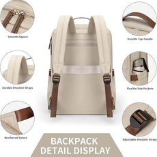 GOLF SUPAGS Stylish Laptop Backpack for Women Airline Approved Perfect for Work College and Travel Multi-Functional Casual Daypack Fits 15.6 Inch Notebook (Apricot)