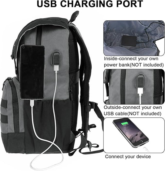 WOLT Laptop Backpack with USB Charging Port Fits Up to 17 Inch Laptop, College Backpack for Men Women, Computer Business Bookbag, Grey