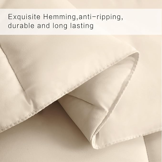 COHOME Quilted Oversized Queen Size Comforter - All-Season Down Alternative Duvet Insert - Luxury Hotel Winter Warm Beige Comforter with Anti-Clump Tech & 8 Tabs- Reversible （98"x98"）