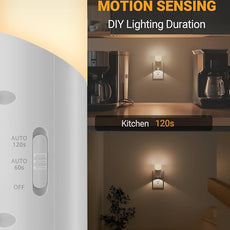 Lyridz LED Plug-in Night Light with 360° Motion Sensor, 1-150 Lumens Dimmable Nightlights Indoor for Bathroom, Bedroom, Hallway, Stairs, Pet House, 2 Pack