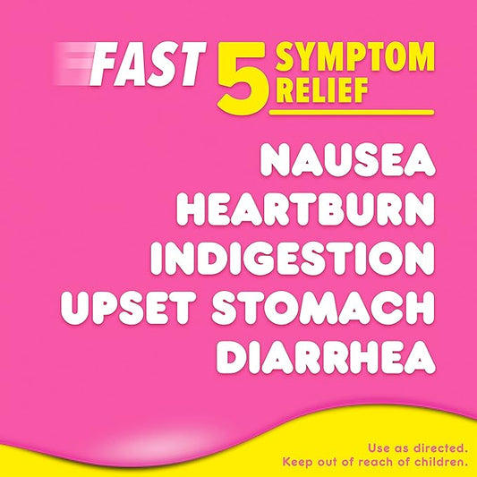 Pepto Bismol Liquicaps, Upset Stomach Relief, Nausea Relief, Heartburn Relief, Indigestion Relief, Anti Diarrhea Medication for Adults - 5 Symptom Fast Relief, No Flavor, 48 ct