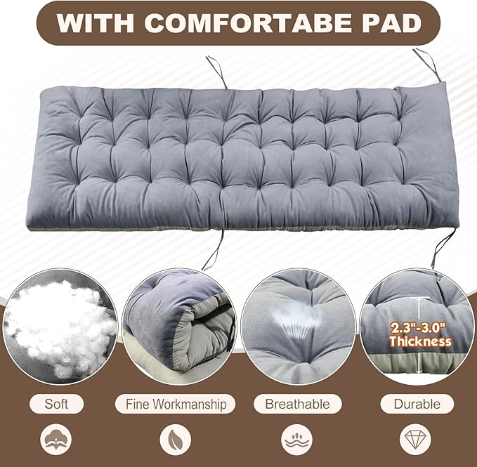 DoCred Comfy Chair, Folding Chair Recliner Chair for Bedroom and Living Room, Folding Reclining Patio Chairs Lounge Chair with Removable Cushion for Indoor Outdoor