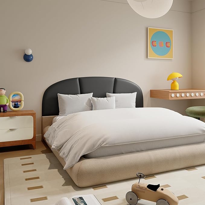 Yutianli Upholstered Headboard Queen Size 59"x 20" Wall Mounted Peel and Stick Headboard Black Anti Collision Padding