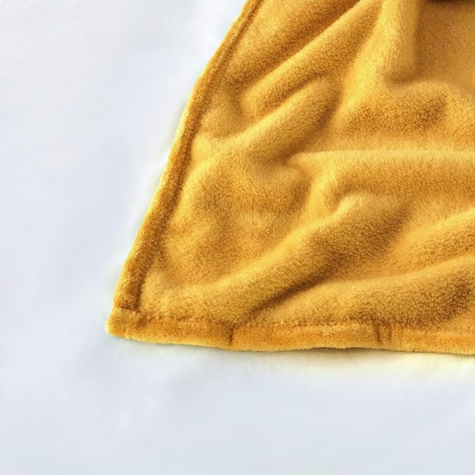 IR Imperial Rooms Fleece Blankets Queen Size 90x90 Inches - Super Soft Fluffy Throw Blanket for Sofa and Bed - Warm and Cozy Lightweight 400 GSM Microfiber Bed Throws Blankets (Queen, Mustard)