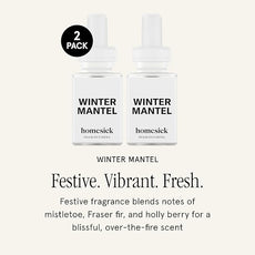 Pura & Homesick Home Scent Refill - Smart Home Air Diffuser - Up to 120-Hours of Luxury Fragrance per Refill - Home Essential - Clean & Safe Diffuser Fragrance - 2 Pack, Winter Mantel