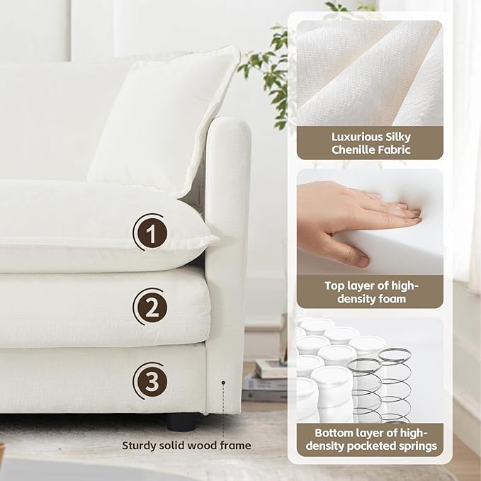 SoarFlash Chenille Sectional Middle Position Sofa,Beige