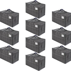 VENO 10 Pack Moving and Storage Bags, Heavy Duty, Alternative to Moving Boxes, Large Packing Totes Supplies for College Dorm Room with Zipper for Clothes, Wide Open Design (Windowpane, 10 Pack)