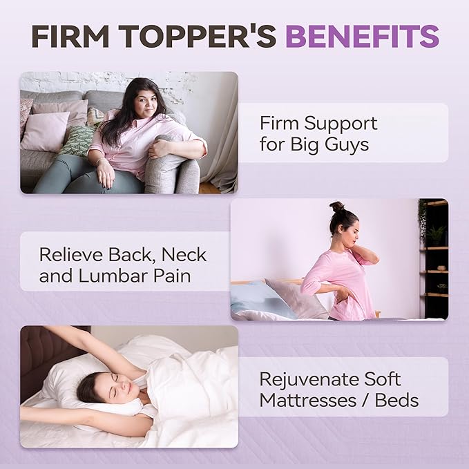 BDEUS 3 inch Firm to Extra Firm Memory Foam Mattress Topper Twin XL Size, Supportive Mattress Pad for College Dorm Room, Foam Bed Topper with Senior Grey Cover, CertiPUR-US Certified