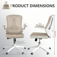 poki Mesh Office Chair, Home Office Desk Chair with Wheels, Ergonomic Office Chair with Lumbar Support and Adjustable Headrest, Comfortable Study and Desk Chair, Black