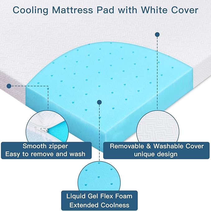 Airensky 4 Inch Memory Foam Mattress Topper, Cooling Gel Infused High Density King (76"x80") Topper with Removable Skin-Friendly Cover, Bed Topper for Pressure Relief Back Pain, CertiPUR-US Certified