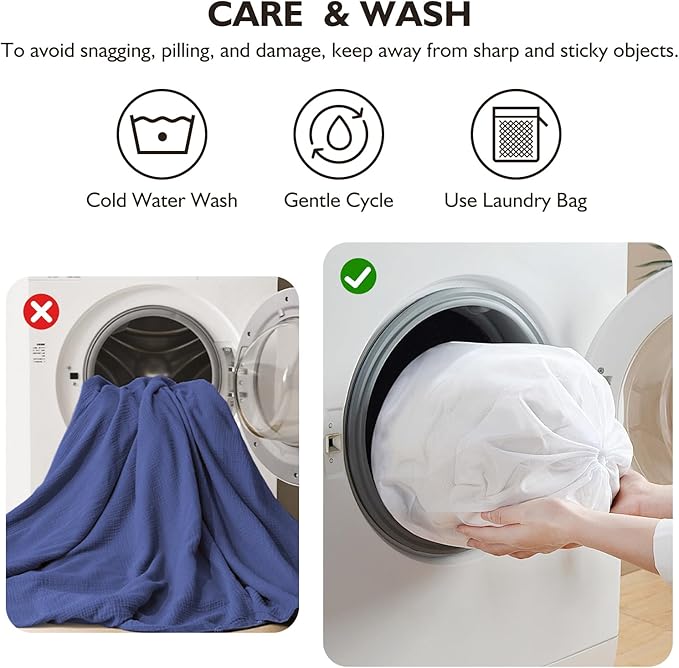 EMME Muslin Cotton Duvet Cover Set Navy Twin Size Linen Like Soft Breathable Lightweight Summer Comforter Cover Set with Zipper Closure (Navy, Twin, 68"x90")