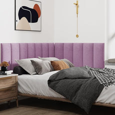 IFNOW Upholstered Wall Mounted Headboard, 3D Soundproof Wall Panels Peel and Stick for Queen Size, Reusable and Removable Tufted Bed Headboard in Violet (9 Panels, 10