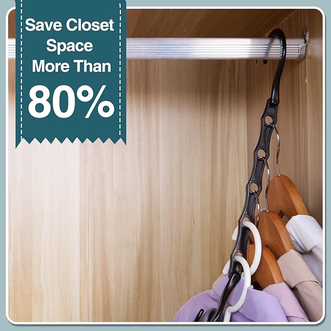 AMKUFO 6 Pack-Closet-Organizers-and-Storage, Magic-Hangers-Space-Saving-for-Clothes, Closer-Organizer-for-Closet-Organization, Space-Saver-Hanger-Organizer-for-Multipurpose, Dorm-Room-Essentials