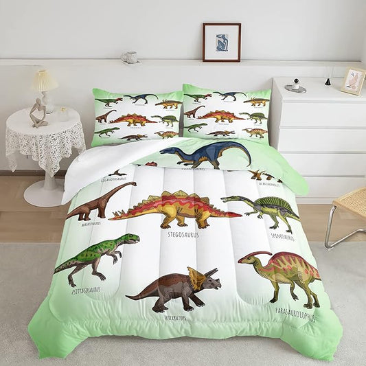 CVHOUSE Dinosaur Bedding Set,Dinosaur Comforter,Dinosaur Comforter Set Twin,Microfiber Quilt Set with 1 Comforter and 2 Pillow Cases- 3 Piece