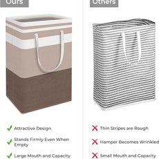 HomeHacks 2-Pack Large Laundry Basket, Waterproof, Freestanding Laundry Hamper, Collapsible Tall Clothes Hamper with Extended Handles for Clothes Toys in the Dorm and Family (Brown, 88L)