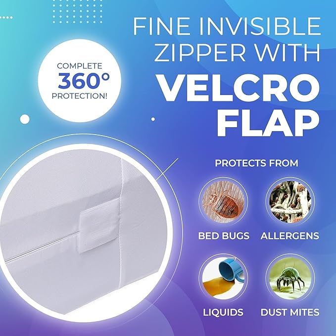 PlushDeluxe Twin Size Premium Mattress Encasement - Zippered Waterproof, Bedbug Proof Design, 6-Sided Protection - Hypoallergenic Cotton Terry Fabric 12-15" Depth