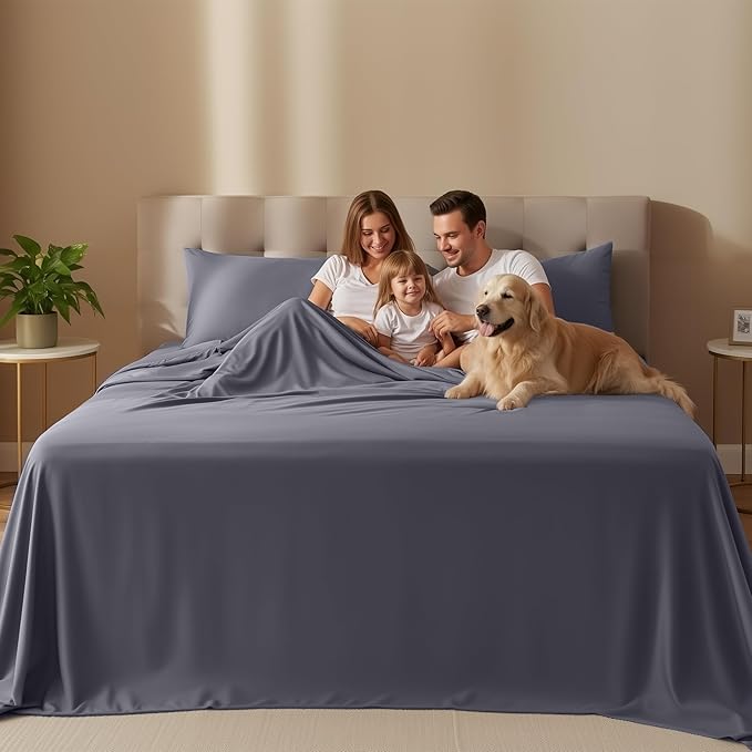 Utopia Bedding King Sheet Set – 4 Piece Bed Sheets for King Size Bed, Soft and Breathable Microfiber, Includes 1 Fitted Sheet, 1 Flat Sheet and 2 Pillowcases (Grey)