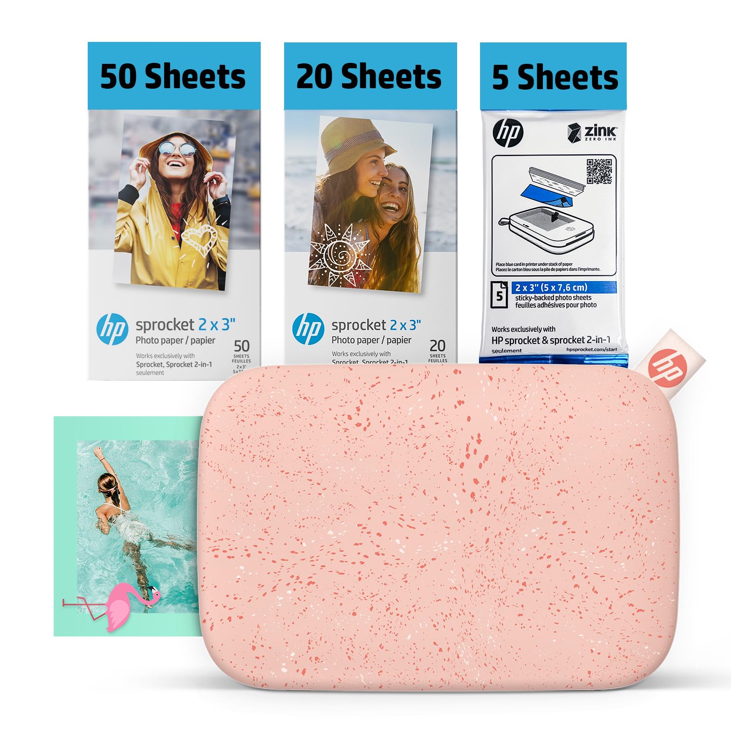 HP Sprocket Portable 2x3 Instant Photo Printer (Lilac) Print Pictures on Zink Sticky-Backed Paper from Your iOS & Android Device.