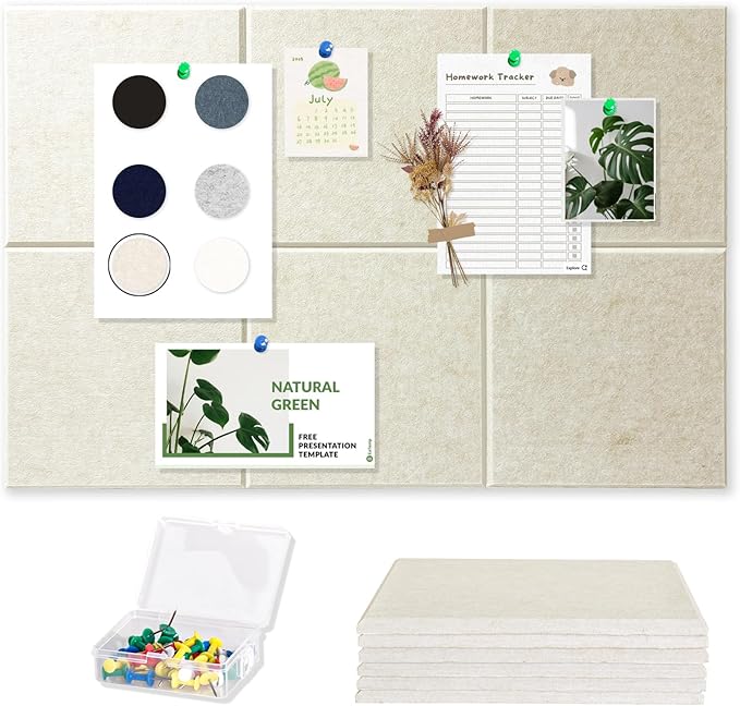 Large Cork Board Tiles for Wall with Push Pins, 36"x24" Bulletin Board Sets, Self-Adhesive Pin Board | Magrowill 6 Packs Felt Panels for Office Home Classroom Dorm