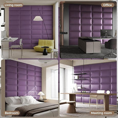 Extra Wide Light Purple Faux Leather Headboard Wall Mount Set - 9-Piece Peel & Stick Bed Backboard Panels (24x12 Inch), Queen/King Size Bed Frame Compatible