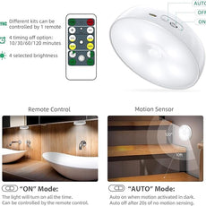 LED Closet Motion Sensor Step Lights, USB Rechargeable Battery Operated Puck Lights, Dimmable Under Cabinet Lighting for Counter,Kitchen,Stairs(3 Pack)