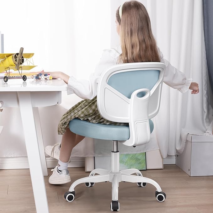 Primy Kids Desk Chair, Pink Study Chair for Boys Girls with Height Adjustable, Swivel Mesh Task Student Chairs for 4-12, Growing Teen Office Chair for Home/School/Office(Light Blue)