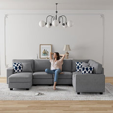 Legend Vansen Modular Sectional Sofa U Shaped Couch with Ottoman Modern Reversible Corner Sectional Couch for Living Room (Dark Grey, U Shaped Sofa-2)