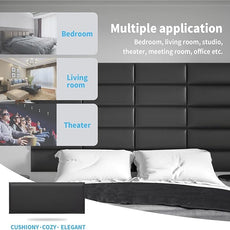 Art3d Peel and Stick Black King Headboard, 12-Pack Upholstered Headboard for Queen, Full-Size Bed, Padded Wall Panel