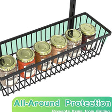 Over The Door Pantry Organizer, Pantry Organization and Storage, 6-Tier Deep Baskets Hanging Heavy-Duty Metal, Wall Spice Rack Seasoning Shelves for Home & Kitchen, Laundry Room Bathroom, Black