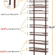 Moforoco Bronze 9-Tier Over The Door Pantry Organizer, Pantry Organization And Storage, Metal Hanging Spice Rack Shelves Door, Home & Kitchen Essentials, Laundry Room Bathroom Organization