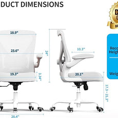 White Office Chair for Big and Tall People - 400lbs Wide Seat Computer Desk Chair Gaming Ergonomic High Back Cushion Lumbar Support with Comfy Mesh Swivel Rolling Home Task Chair