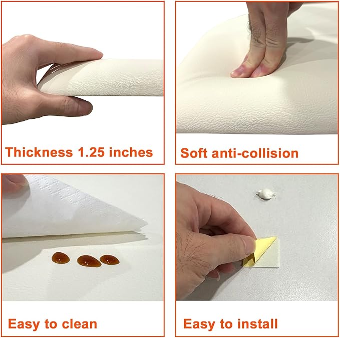 Yutianli Upholstered Headboard Queen Size 59"x 20" Wall Mounted Peel and Stick Headboard Black Anti Collision Padding