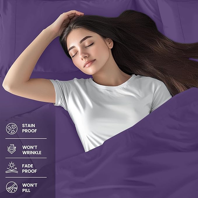 Utopia Bedding King Sheet Set – 4 Piece Bed Sheets for King Size Bed, Soft and Breathable Microfiber, Includes 1 Fitted Sheet, 1 Flat Sheet and 2 Pillowcases (Egg Plant)