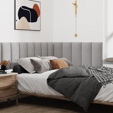 IFNOW Upholstered Wall Mounted Headboard, 3D Soundproof Wall Panels Peel and Stick for Queen Size, Reusable and Removable Tufted Bed Headboard in Medium Grey (9 Panels, 10