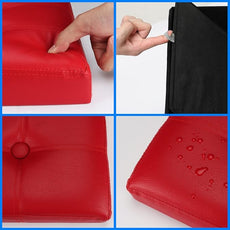 Storage Ottoman, Folding Foot Stool with Thicker Foam Padded Seat Small Leather Storage Ottoman Bench Foot Rest for Living Room Foldable Coffee Table 17x13x13in,Red