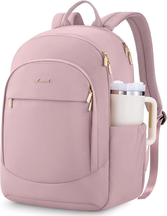 LOVEVOOK 17.3 Inch Laptop Backpack for Women - Work/Business Computer Backpack Purse, Large Capacity Casual Daypack, Travel Bag for Lawyer, Doctor, Teacher, Blush Pink