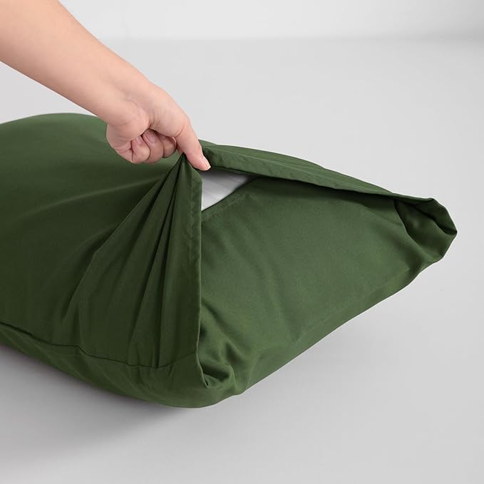 FLXXIE 2 Pack Microfiber King Pillow Cases, 1800 Super Soft Pillowcases with Envelope Closure, Wrinkle, Fade and Stain Resistant Pillow Covers, 20x36, Olive Green